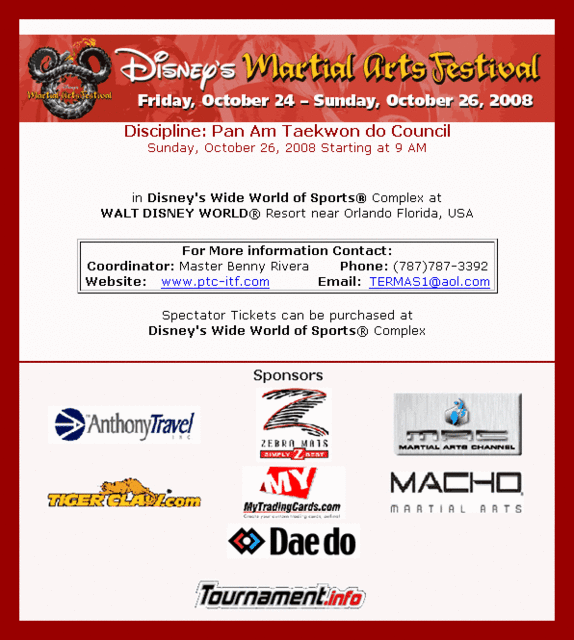 Disney's Martial Arts Festival invitación
